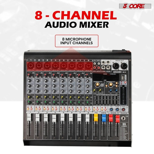 Audio Mixer 8 Channel DJ Equipment with Bluetooth USB Console Sound