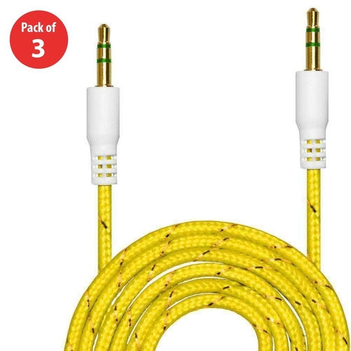 3.5mm Nylon Tangle-Free Auxiliary Audio Cord Cable - 3 ft. (pack of 3)