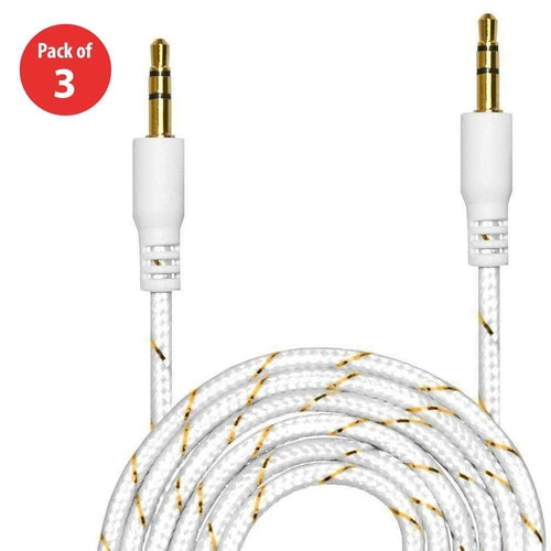 3.5mm Nylon Tangle-Free Auxiliary Audio Cord Cable - 3 ft. (pack of 3)