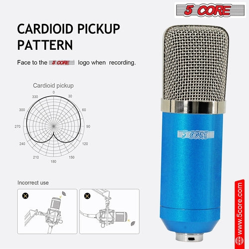 5Core Recording Microphone Podcast Bundle Professional Condenser